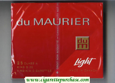 Du Maurier Light 25s Class A King Size cigarettes wide flat hard box